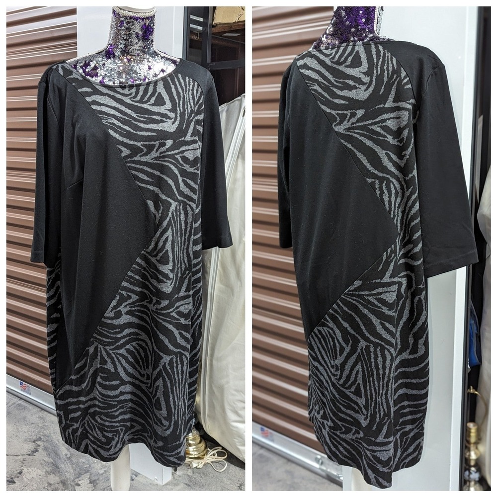 Zebra Print Quiet Luxury Mob Wife‎ Midi Dress Dressbarn Size 18 Office Career